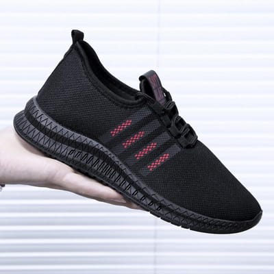 Herenschoenen Nieuwe Ademende Mesh Casual Stoffen Schoenen Koreaanse Stijl Trendy Sportschoenen Heren Oude Peking Stoffen Schoenen 44 black