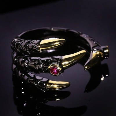 Bague griffe de Dragon en métal Vintage pour hommes, personnalité Punk, deux tons incrustés de Zircon rose, bague démon, bijoux de fête 5 black