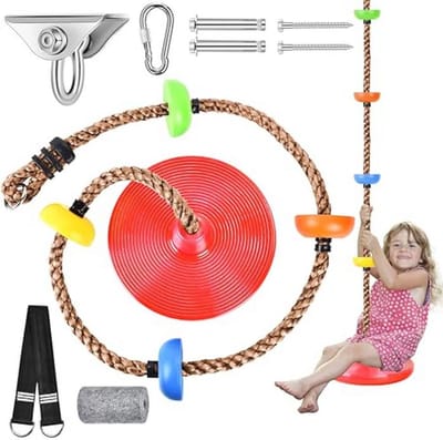 Zweefschommel voor Kinderen met Klimtouw - Buiten Zwemmetje voor Tuin en Balkon - Maximaal Draagvermogen 200 kg, Inclusief Platform en Haak