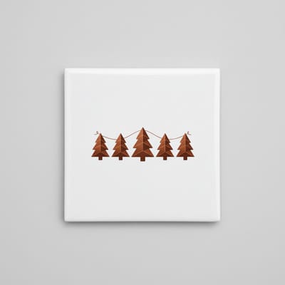 Minimalistische Kerstbomen Keramische Tegel – Moderne Feestelijke Kerst Wanddecoratie – 15 x 15 cm