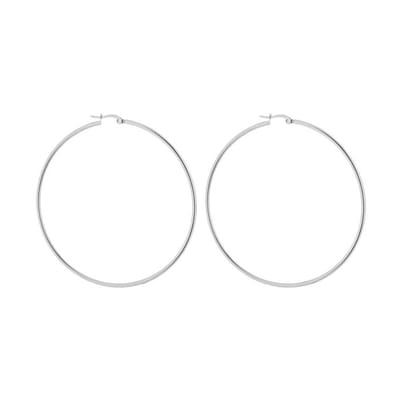 Bijoutheek Oorringen Hoop 2mm Dun 7cm Zilverkleurig