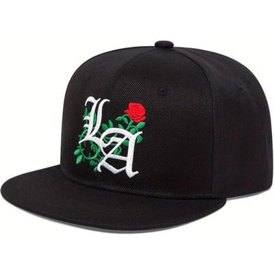 Unisex La Rose Borduur Hip-Hop Hoeden Mode Outdoor Verstelbare Casual Baseballpetten Zonbescherming Hoed black