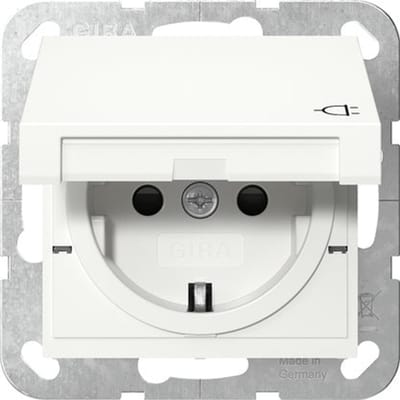 Gira Systeem 55 IP44 Rolstopcontact Met Scharnierende Afdekking - 441427