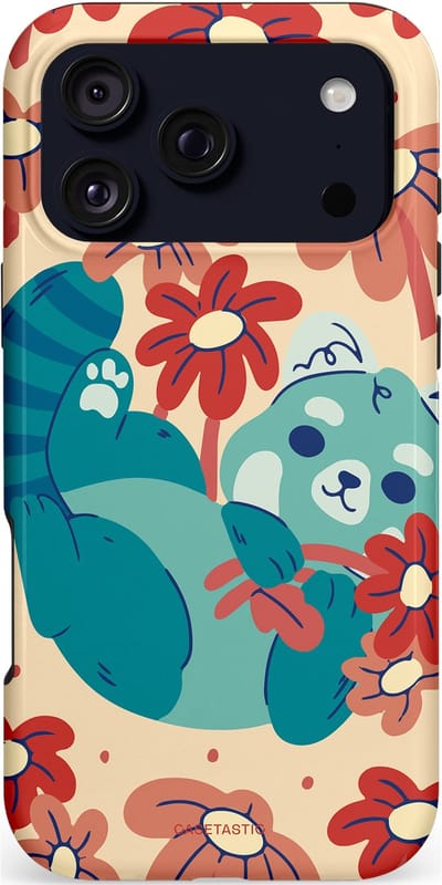 Casetastic hoesje geschikt voor Apple iPhone 17 Pro Max - MagSafe - Dubbellaagse bescherming - Rode panda knuffels - Fashion Case - Zand Petrol Perzik Koraal