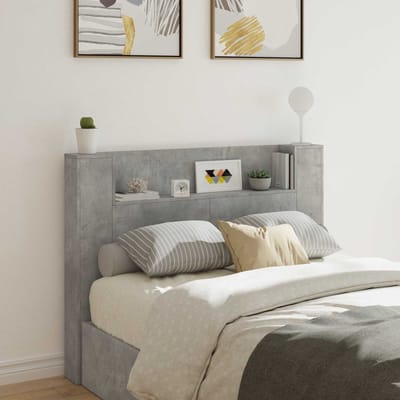 vidaXL - Hoofdeinde - Kast - met - LED - Betonkleurig - Bewerkt - hout