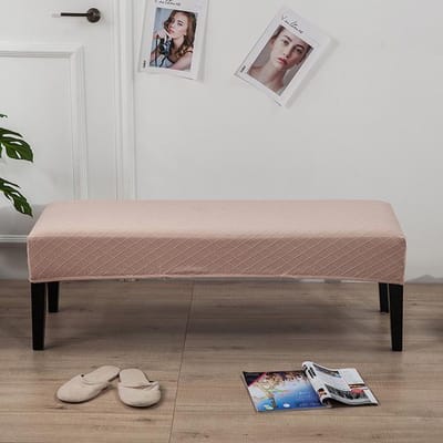 Housses de banc de chaise en Jacquard, housse de chaise de Piano extensible, antidérapante, élastique, à carreaux, protection de siège pour la maison, salon, cuisine 1 Piece beige