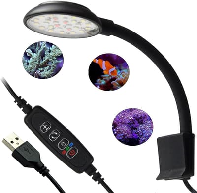 Allecto - Clip-on Aquarium Lamp - 7W Verlichtingssysteem - Met Timerfunctie - Voor aquariums 20-40 cm - Geheugenfunctie - Energiezuinig - Ideaal vo...