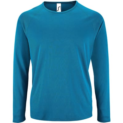 SOLS Heren Sportief T-Shirt met lange mouwen (Aqua)