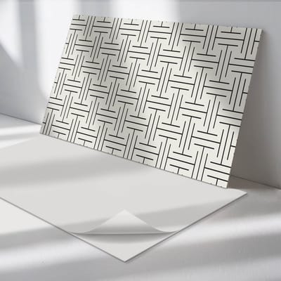 Wallfluent Vinyl Wandpaneel - Geometrisch geruit patroon Vinyl Wandbekleding - 120 cm x 60 cm - Zwart PVC wandpaneel - 1 stuk - Rechthoekig Wandbekleding Vinyl - Patroon Wandpaneel - Zelfklevend Muurpaneel - Wandpaneel Keuken en Badkamer