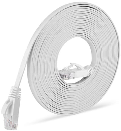 EXCITAT Ethernetkabel - Cat 6 - Hoge snelheid - Plat - 1000 Mbps - 20 m - voor routers en modems - Wit