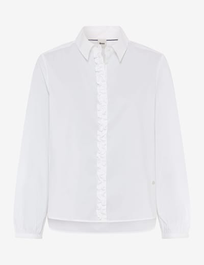 Brax Dames Blouse  Style VIC FRILL white, wit, maat 38