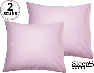 Sleeps - Kussenslopen - Set van 2 Stuks - Roze - 60x70cm - 100% Hoogwaardige 20A Katoen - Zacht Katoen - Strijkvrij -