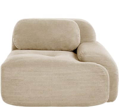 Modulaire corduroy hoekbank met kussens - modulair samen te stellen - 2-4 personen - beige - geen montage nodig - gebogen armleuningen - antislip onderkant
