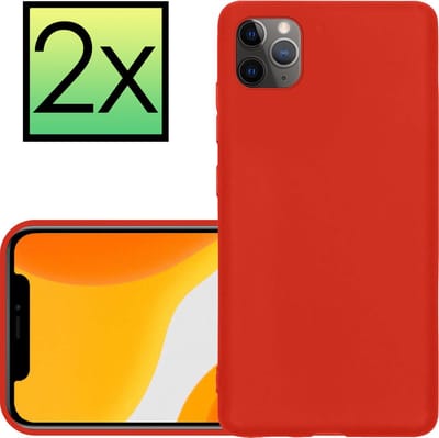 Hoesje - 2 Stuks - Geschikt voor Apple iPhone 11 Pro - Sterk & Shockproof - Case Siliconen - Back Cover - Telefoon Hoes - Rood