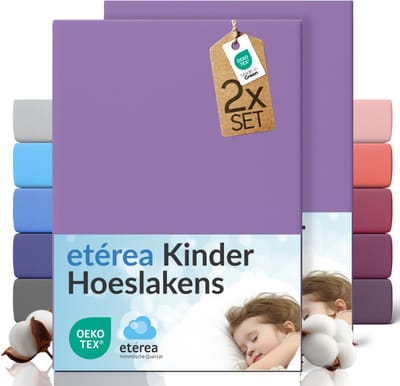 etérea Jersey hoeslaken kinderen 2-pack 80x160-80x180 cm (hoek 20 cm) 100% katoen - Violet