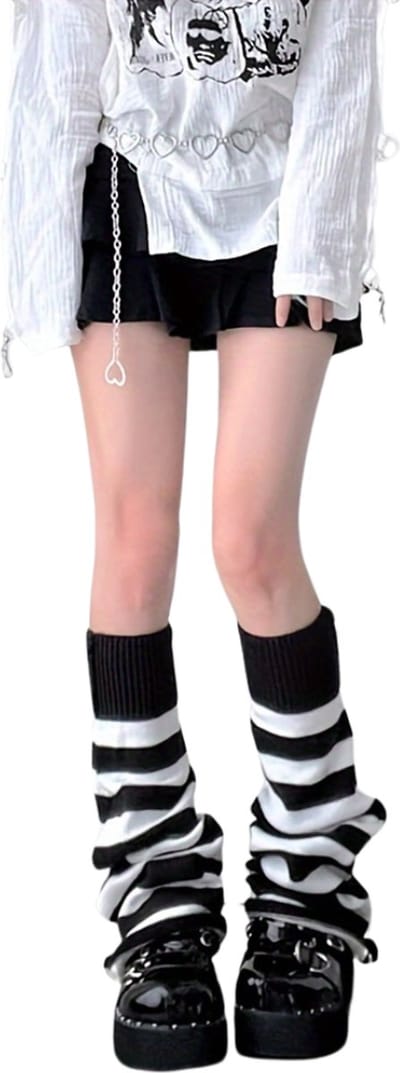 Nivard Beenwarmers - Dames - Overknee - Ballet - Wol - Kniekousen - Leg Warmers - Warm - Winter - Sokken - Zwart - Wit