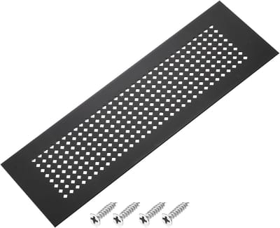 Ventilatierooster Zwart voor Kastdeur en Raam - Aluminium Sierrooster met Schroeven