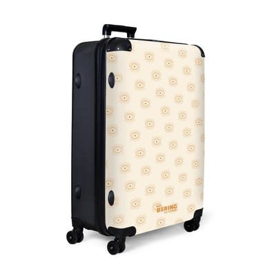 NoBoringSuitcases.com® - Koffer groot - Reiskoffer lichtgewicht - Beige met bohemian oog patroon - Rolkoffer met 4 wielen - Grote trolley XL - 98 liter bagage