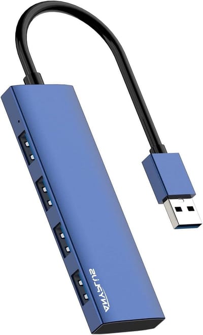 USB Hub - USB Splitter Extender - Werk Efficiëntie Verhogend - Aluminium Legering Behuizing - 4 Poorten - Blauw