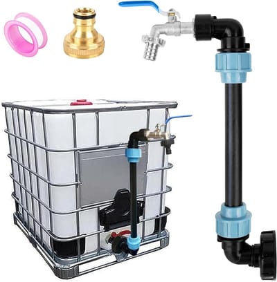 Gooseneck Adapter van Messing voor Waterkraan, 3/4 Inch, Geschikt voor IBC Tanks en Regenwater Opslag, 6 cm, Sluitkraan en Accessoires voor Waterbarrels