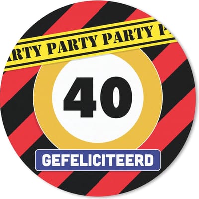 Muismat rond 20x20 cm - Mousepad Verjaardag - 40 Jaar - Verkeersbord - Ronde muismatten