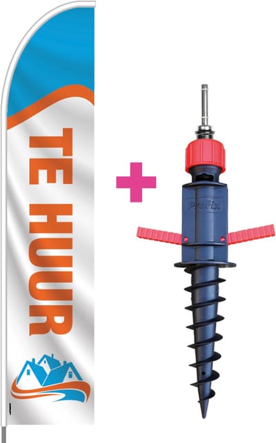 Beachflag - Te Huur - Vlag + Grondboor + Rotator + Hengelsysteem + Draagtas - Actievlag.nl