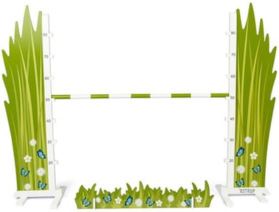 Hindernis voor stokpaardjes, groen bloemetjes Byastrup - 90 cm hoog