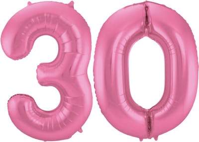 Folat Verjaardag Leeftijd folieballon - 30 jaar - roze - 86 cm - cijferballon groot