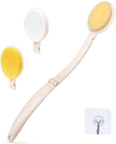 Allecto - Lange Behandelde Spons - Droge Lichaamsborstel - Badaccessoires - Rugcrème Applicator - Effectieve Reiniging - Geschikt voor Volwassenen