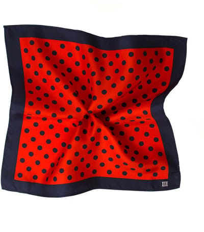 TRESANTI | YARO I Zijden rode pochet met Navy stippen | rood