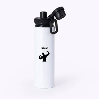 Hacebo® - Fitness met eigen naam waterfles met draaidop zwart - Fitness - Sporter - Sportschool - water fles - 850ML