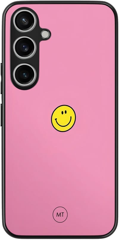 Hoesje geschikt voor Samsung Galaxy A35 5G - Pink smiley - TPU Hard Case Backcover - Roze - Mooie Telefoonhoesjes