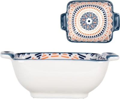 Clayre & Eef Kom 75 ml Wit Blauw Keramiek