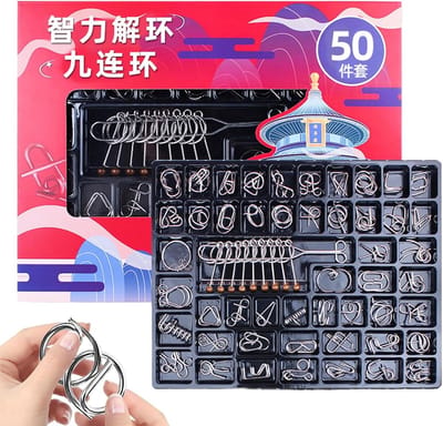 Metalen Draad Puzzels - Intelligentie Spel - Hersentraining - Duurzame Constructie - 50 Delig - Metaal