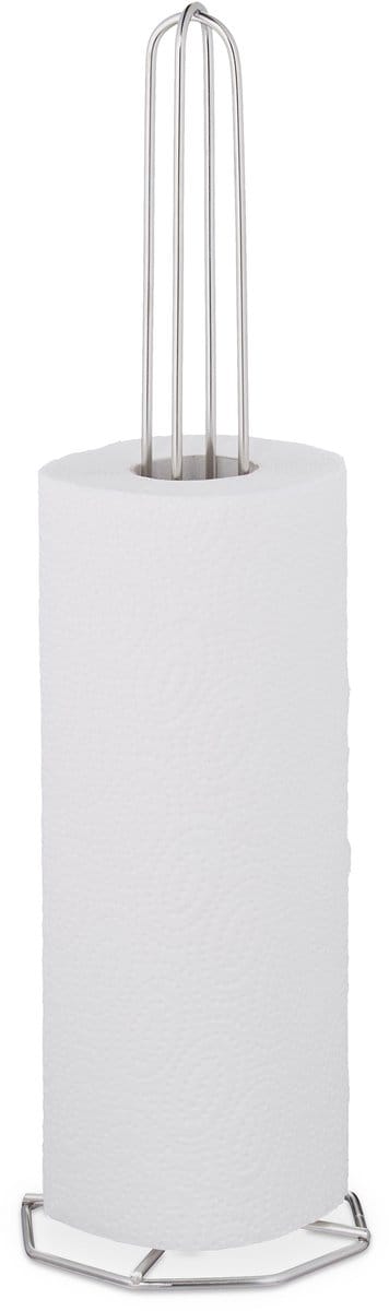 relaxdays keukenrolhouder rvs - staand - houder keukenpapier - reserverolhouder - metaal