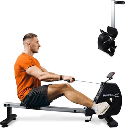 Mobiclinic RowFit - Roeitrainer - Roeiapparaat - 8 weerstandsniveaus - Stil - Magnetische weerstand - Lcd-monitor - Mobiele telefoonhouder - Tot 120 kg - 6 kg vliegwiel - Thuisgym