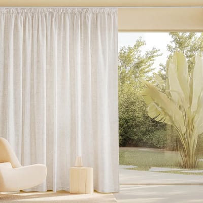 Dailygoods- Gordijnen Halftransparant 3 Meter - Gordijnen met Haken - Gordijnen voor Rails - Linnenlook - Lichtbeige - 300B x 260H cm - Raamdecoratie