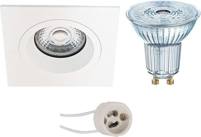 LED Spot Set - LEDVANCE Parathom PAR16 940 36D - Pragmi Rodos Pro - GU10 Fitting - Dimbaar - Inbouw Vierkant - Mat Wit - 3.4W - Natuurlijk Wit 4000K - 93mm