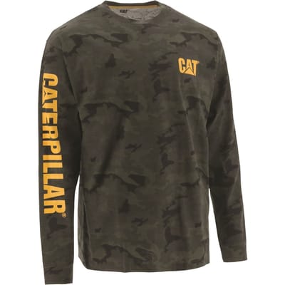 Caterpillar Merkenband Lange Mouwen Katoenen Heren Groen T-Shirt