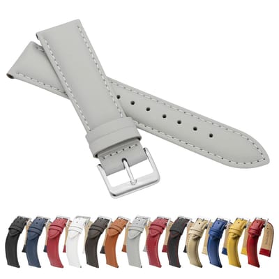 Dailygoods- Leren Armband 16mm - Glad Leer - Horlogeband - Tijdloos Design - Zilveren Gesp - Hoogwaardige Afwerking