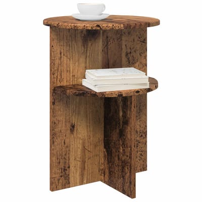 vidaXL - Bijzettafel - met - opslag - Oud - hout - Ø - 39,5 - x - 55 - cm - Bewerkt - hout