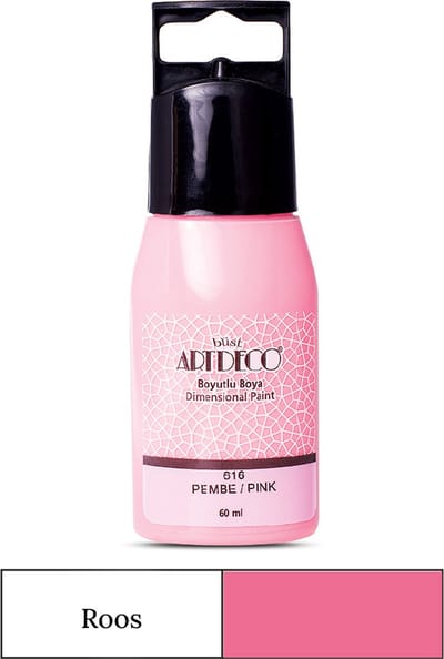 Artdeco Dimensional Paint, Relief Paint, Dimensional Fabric Paint, 3D Liner - 3D Verf - 3D Paint, Textuurschilderen, Reliëf Schilderen, Metallic Kleuren - Stof, Glas, Keramiek, Karton, Metaal, Papier, Steen - 50 ml-Roze