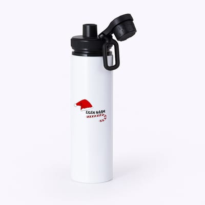 Hacebo® - Kerst zuurstok en kerstmuts met eigen naam waterfles met draaidop zwart - Kerstmis - Kerst beker - winter - kerst - christmas - kerst cadeau - water fles - 850ML
