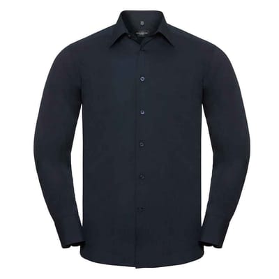 Russell Collection Heren Poplin Getailleerd Overhemd met Lange Mouwen (Franse marine)