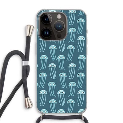 Case Company® - Hoesje met koord geschikt voor iPhone 14 Pro hoesje met Koord - Kwallie - Telefoonhoesje met Zwart Koord - Bescherming aan alle Kanten en Over de Schermrand
