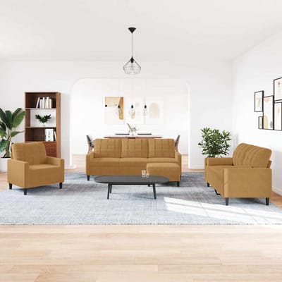 vidaXL - 4-delige - Loungeset - met - kussens - fluweel - bruin