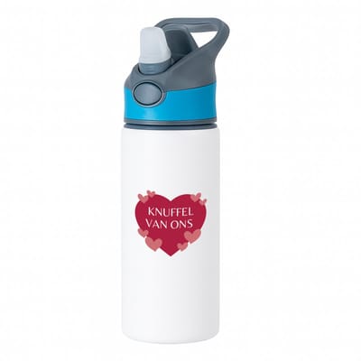 Hacebo® - Knuffel van ons waterfles met rietje blauw - Liefde - iemand die liefde nodig heeft - verjaardagscadeau - kado - gift - geschenk - water fles - 650ML