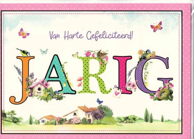 Wenskaart A4 - wenskaart XL - wenskaart - jarig - gefeliciteerd - nostalgisch - verjaardag - hartelijk gefeliciteerd