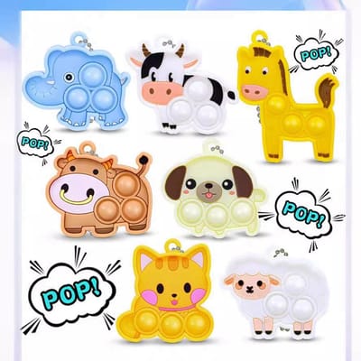 21 stuks Dieren Fidget Speelgoed Push Bubble Poppers Sensorische Stressverlichting Schaap Kat Hond Squishy voor Kinderen Volwassenen yellow