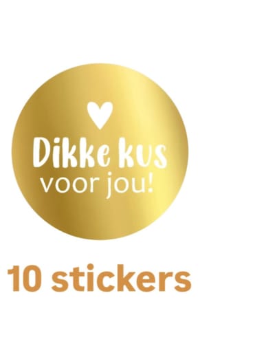10 sticker dikke KUS voor jou ! - goudfolie - Liefde - valentijn